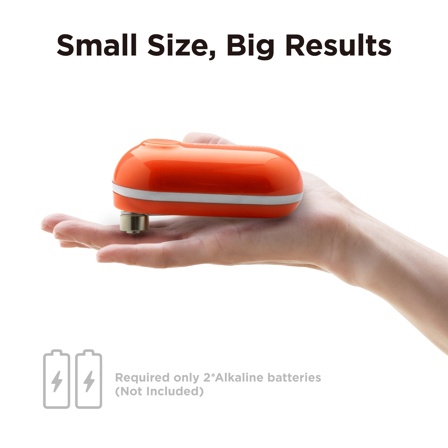 Kitchen Mama Mini Electric Can Opener: Portable, Smooth Edge, Food-Safe, Battery Operated (Orange)