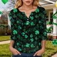 thumbnail image 6 of UngA Women St Patricks Day Shirt Plus Size Funny V Neck 3/4 Sleeve Tops Shamrock Graphic Tshirt Irish Shirts Outfit,Size S, 6 of 9
