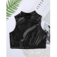 thumbnail image 5 of Raenseen Kids Girls' Metallic Mock Neck Crop Tank Tops Ballet Dance Dancewear Athletic Sports Vest Black 12, 5 of 9