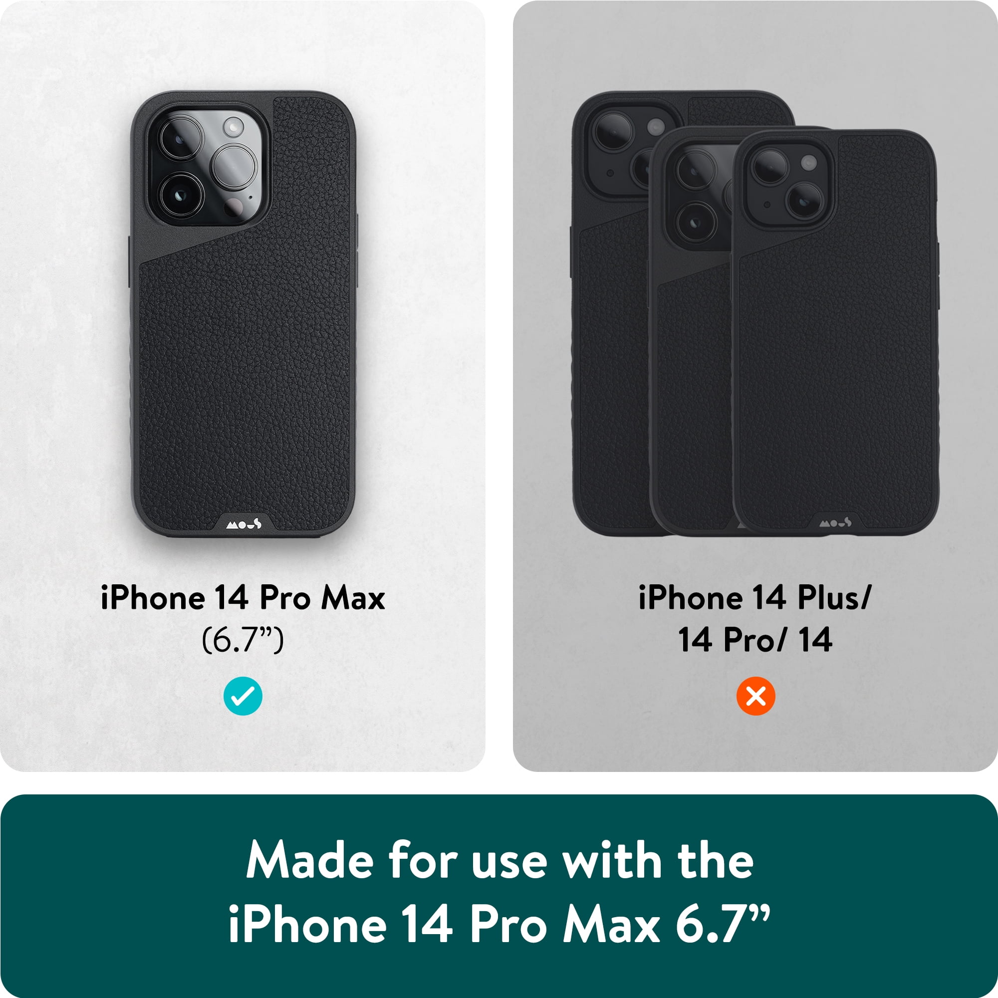 Mous - Case for iPhone 14 Pro Max - Black Leather