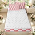 thumbnail image 4 of Manfei Vintage Grid Zipper Twin Comforter Sets with Fitted Sheet and 2 Pillowcases,Modern Checkered Themed Zipper Bedding Set,Red White,Reversible,4pcs, 4 of 8