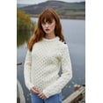 thumbnail image 3 of SAOL 100% Merino Wool Aran Women's Irish Cable Knit Sweater Fisherman Side Button Fit Pullover Made in Ireland, 3 of 6