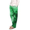 thumbnail image 1 of Pantalones de pijama largos de poliéster para hombre, informales, con estampado a cuadros, holgados y deportivos., 1 of 4