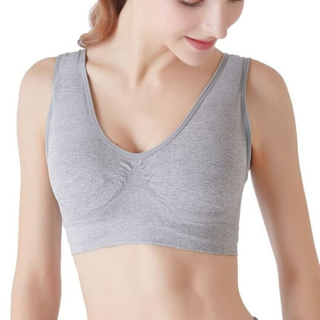 

Seamless Sports Bra Wirefree Yoga Bra for Women Workout Gym Fitness Bra Medium Support Gray