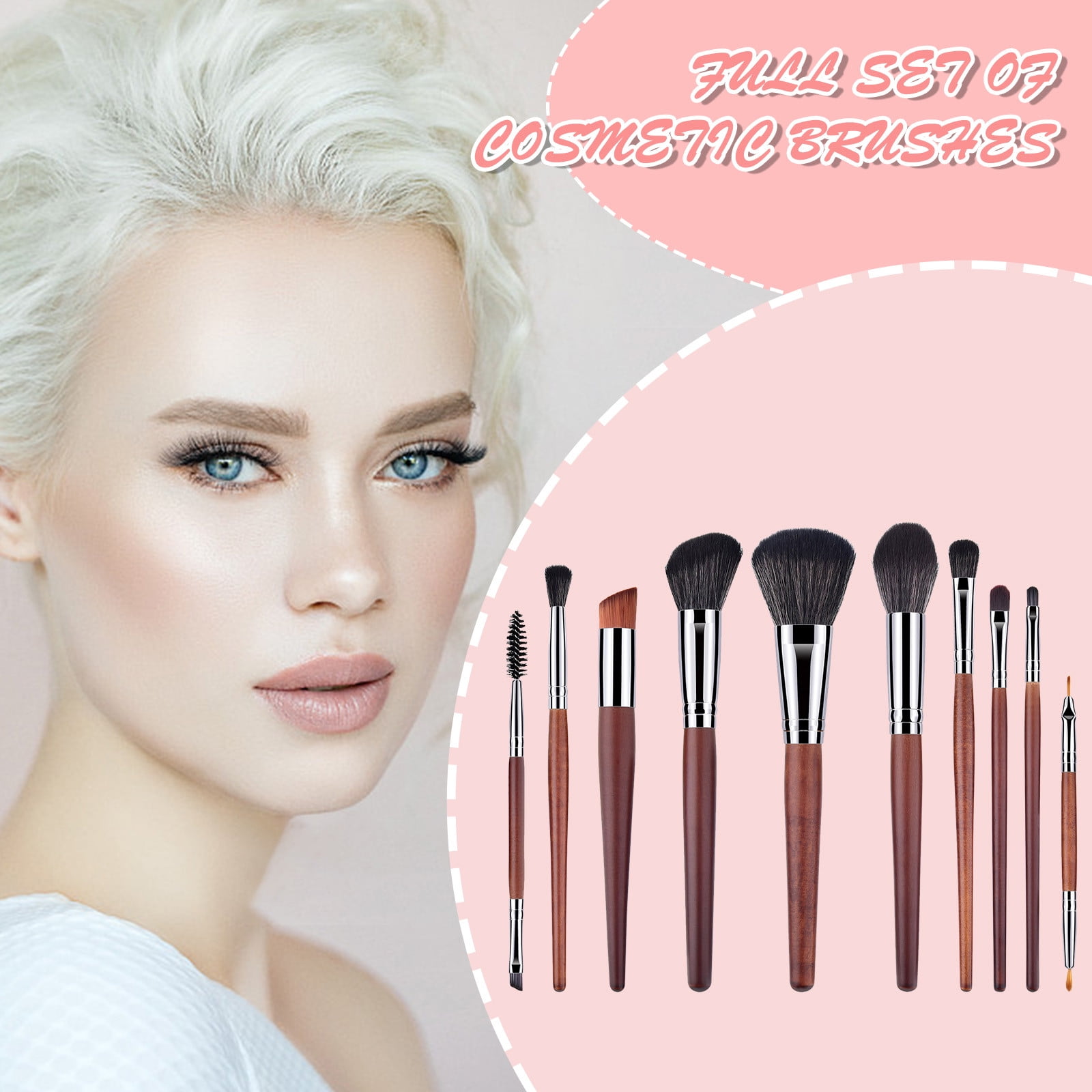 Lingouzi Makeup Brush Set Kabuki Foundation Blending Brush Synthetic Foundation Powder