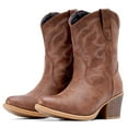 thumbnail image 3 of Cowboy Boots for Women Wide Suede Ankle Western Cowgirl Boots Mid Calf Pointed Toe Short Chunky Classic Booties, 3 of 9