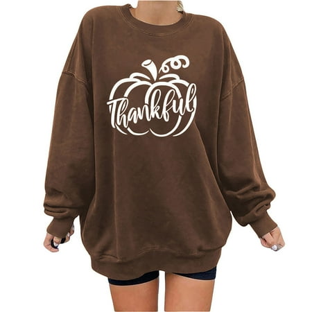 

Honeeladyy Clearance under 10$ Women s Fashion Thanksgiving Printed Loose Long Sleeve Blouse Round Neck Casual Pullover Tops Sweatershirt