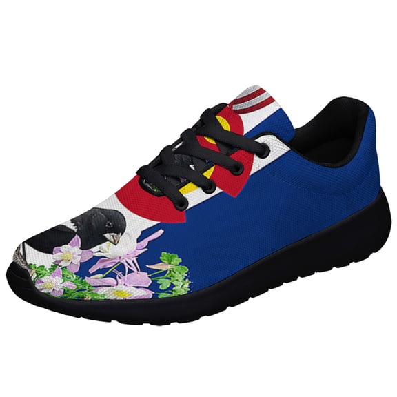 Colorado Stte Lark Bunting Bird and Columbine Flower Shoes Sneakers Black Size 3.5