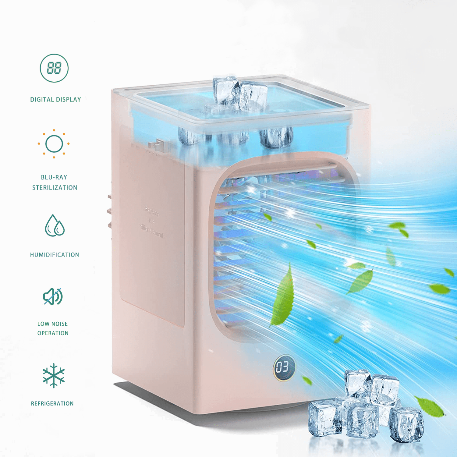 Hamswan Mini Air Conditioners Fan with 3 Speed 4000mAh USB Rechargeable