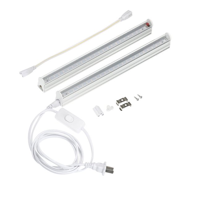 Paquete de 2 tiras de luz LED para cultivo, tubo LED T5 de 5W para plantas, luces de cultivo de alto rendimiento para estante de cultivo de plantas de invernadero