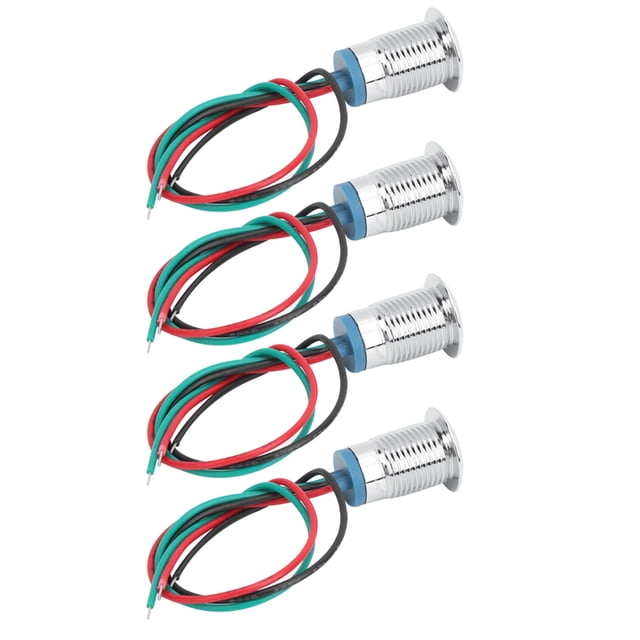 Double Couleur LED, 4 Ensembles de LEDs Rondes Précâblées, Indicateur 2Color Imperméable à l'Eau, Électrode Cathodique Commune, 12mm 1224V, pour Voiture, Composants Électroniques