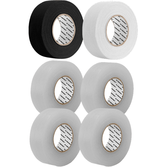 VIBE 6pk Hockey Tape Assorted - 4 Clear, 1 Black, 1 White, 320ft of Hockey Tape