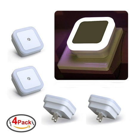 

Set of 4 LED Night Light with Auto Dusk to Dawn Sensor Plug In Wall Square Light