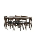 thumbnail image 4 of GDF Studio Chennault Wood and Faux Leather 7 Piece Dining Set, Walnut, Dark Brown, 4 of 8