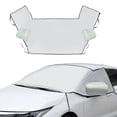 thumbnail image 1 of Cubierta de automóvil para ventanas laterales y parabrisas delantero para sedán/hatchback/SUV, película de aluminio, 62.2 pulgadas, 2 tiras reflectantes, impermeable, 1 of 7