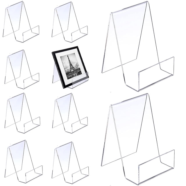 10 piezas de soportes para libros de acrílico transparente, soportes para mercadería como sujetalibros y soportes