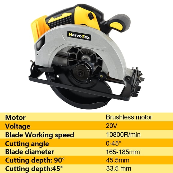 Cordless Cut Off Tool Compatible With DeWalt 20V MAX Battery(NO Battery)7" Circular Saw Brushless Compact 10800RPM For Metal/Wood/Tile/Plastic