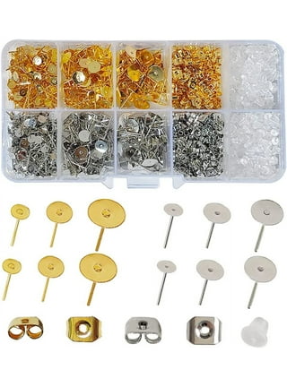 400pcs Hypoallergenic Stainless Steel Earrings Posts Flat Pad Blank Earring  Pin Studs with Butterfly Earring Backs for Jewelry Making Findings (4mm)