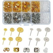 GUUYOO 1460 Pcs Earring Posts Stainless Steel ,Flat Pad Earring Studs,Earring Posts and Backs for Women Jewelry Making