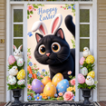 thumbnail image 5 of Cute Easter Banner Bunny Ears Happy Easter Display Colorful Easter Eggs Floral Decor Easter Backdrop for Easter Party Spring Celebration Kids Party, 5 of 9