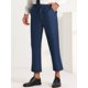 thumbnail image 2 of Pantalones de vestir recortados pahombre Pantalones lisos al tobillo con frente plano Azul marino 32, 2 of 6