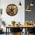 thumbnail image 5 of Silent Wall Clocks Battery Operated, Rustic Farmhouse Round Decorative Wall Clock for Living Room Bedroom Kitchen Bathroom Classroom Decor, 12 Inch Wood Texture Barn Star Brown, 5 of 8