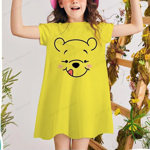 Ropa promocional súper asequible: 32-12 años Winnie The Pooh Vestido estampado Fiesta de cumpleaños Ropa de verano para niños5T Gao Jinjia LED