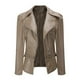 thumbnail image 1 of Puntoco Mujeres Cool Chaqueta de cuero de imitación Manga larga Cremallera Abrigo ajustado Otoño Chaqueta corta Flash Picks Puntoco Puntoco-7260, 1 of 6