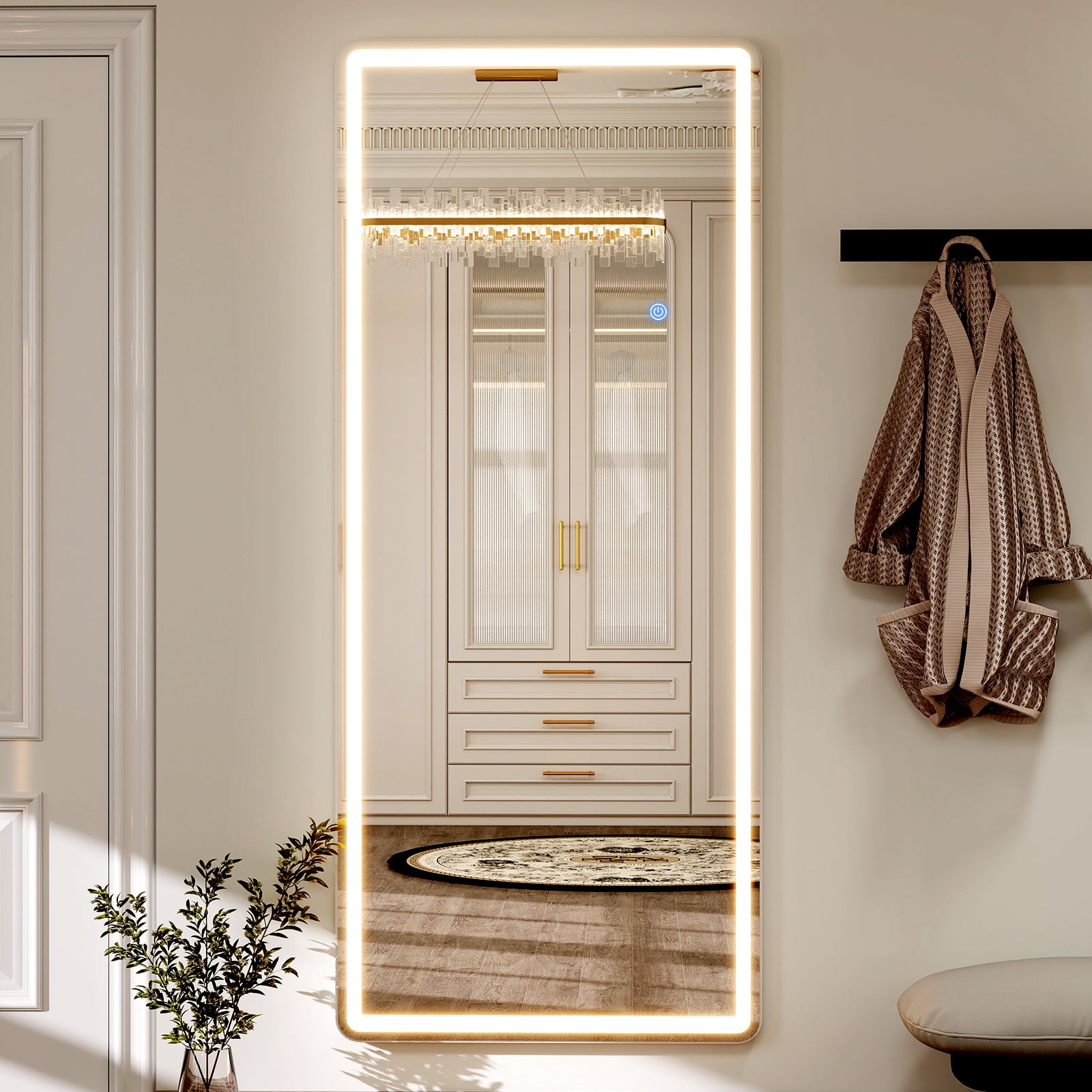 SHATTERVIEW 71"x30" Full Length Mirror with Lights LED Floor Mirror
