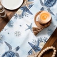thumbnail image 3 of Blue Turtle Coastal Table Runner 108 Inches, Beach Starfish Nautical Coral Botanical Bed Runner Dresser Scarves Tabletop for Indoor Outdoor Parties/Ceremony/Banquet, 13"x 108", 3 of 9