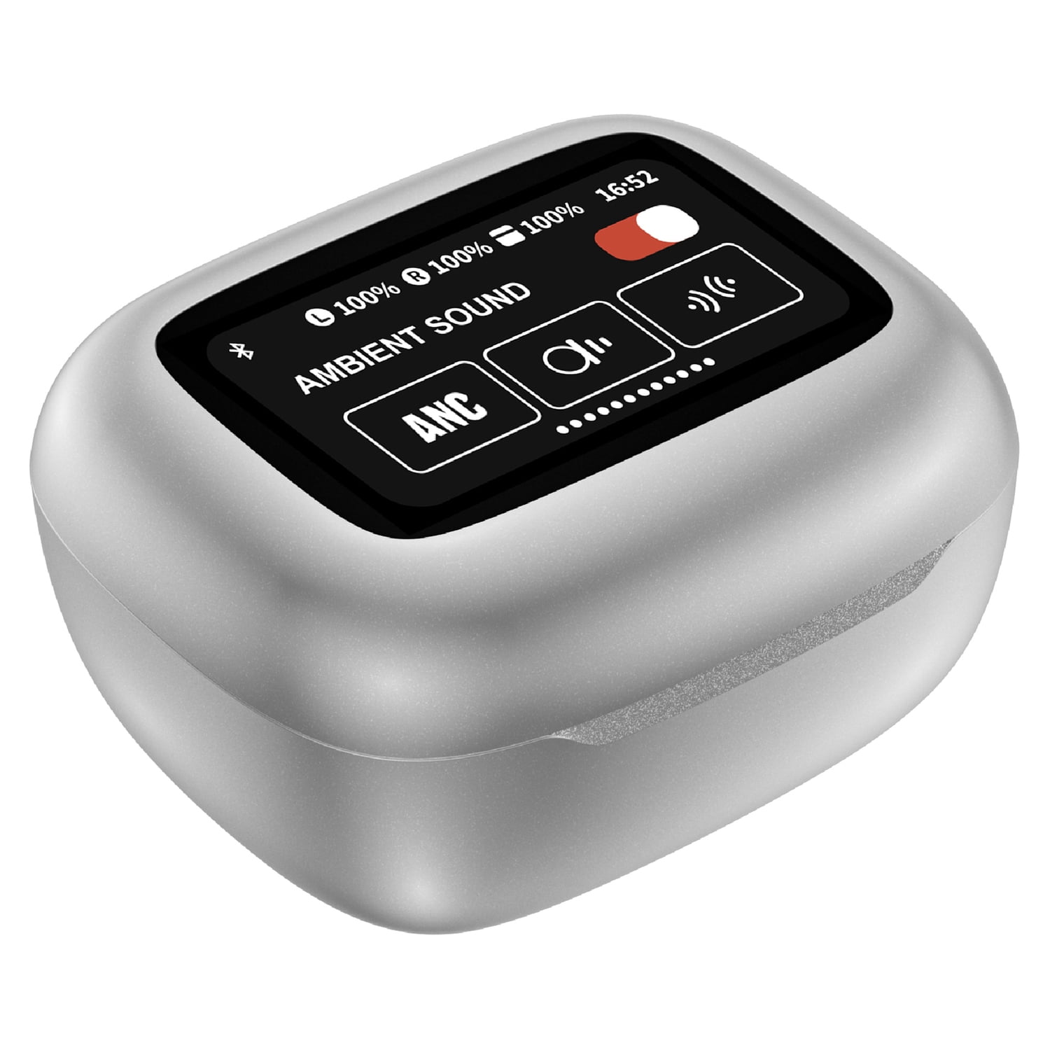 RCA WAVE-45 TWS Bluetooth In-Ear Earbuds with Mics, On-Ear Controls, ANC, Charging Case with Touch Screen, up to 6 Hours Play Time , White