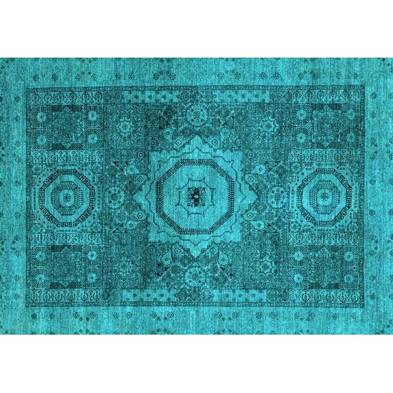Ahgly Company Indoor Rectangle Abstract Light Blue Modern Area Rugs, 2' x 5'