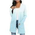 thumbnail image 1 of aidice Long Cardigan pour Femmes Ouvert Ajusté Confortable Automne Couleur Dégradée Vestes Décontractées Poches, 1 of 7