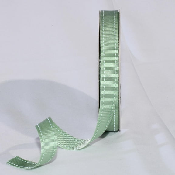 The Ribbon People Pale Green Woven Edge Stitched Craft Ribbon 0.625" x 120 Yards