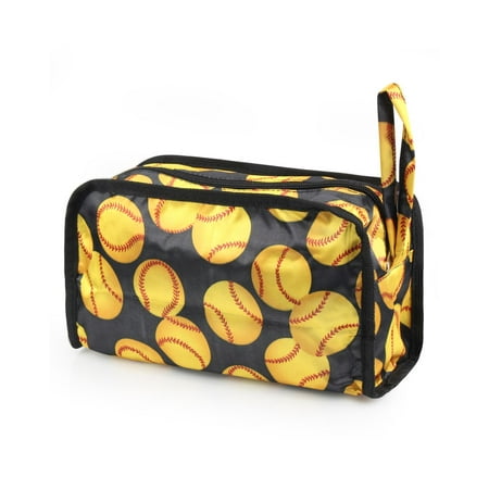 Pencil Case Cosmetic Bag Travel Makeup Bag Pencil Case Cosmetic Storage Organizer Bag Toiletry Zip Pouch w/Wrist Handle by Zodaca ()