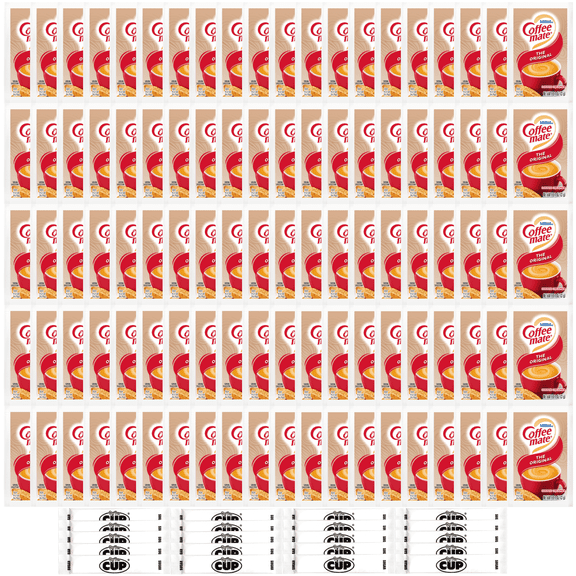 Coffee mate Original 3 Gram Single Serve Powdered Creamer Packets (Pack of 100) with Sugar Packets