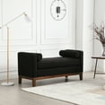 thumbnail image 3 of 53.5"W Upholstered Bench, Ottoman Bench With Wood Legs & Bolster Pillows For End Of Bed, Bedroom, Living Room, Entryway, Caramel, 3 of 6