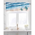 thumbnail image 2 of Blue Coastal Kitchen Valances for Windows Farmhouse Linen Window Valance Curtain for Living Room Window Treatment Sea Turtle Summer Beach Waves Nautical Valance Rod Pocket Topper Drape, 42 x 12 Inch, 2 of 6