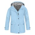 thumbnail image 5 of REDARER Girls Hooded Rain Jacket Lightweight Mid Length Windproof Outerwear Snap Zip Closure with Flap Pockets Attached Hood Coat for Kids Daily Outdoor Wear,7-8 Years, 5 of 8