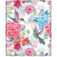 thumbnail image 2 of Hummingbird Floral Blanket Bird Colorful Flowers Print Gifts for Women Kids Girls Mom Bedroom Living Room Birthday Mother''s Day Decor Soft Cozy Plush Throw Blanket 50"x60", 2 of 6