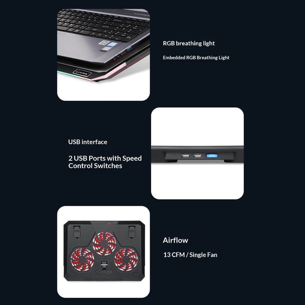 Silents Cooling Stand for Laptops RGBs Touch Lights 3 Speed Setting Foldable Design Universal Compatibility