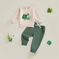 thumbnail image 2 of NOLDARES Boy Clothes Boys Set Embroidery Casual Outfit For Babies Stylish Sweatshirt With Contrasting Sleeve Design(T266-Beige), 2 of 4