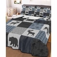 thumbnail image 3 of Quilts Twin Size, Blue Cabin Check Soft Comforter Bedding Set for Bed, Rustic Bear Elk Farmhouse Buffalo Plaid Lightweight Quilted Bedspread with Pillow Cover(2 Pieces) for All Season, 68x86 Inch, 3 of 6