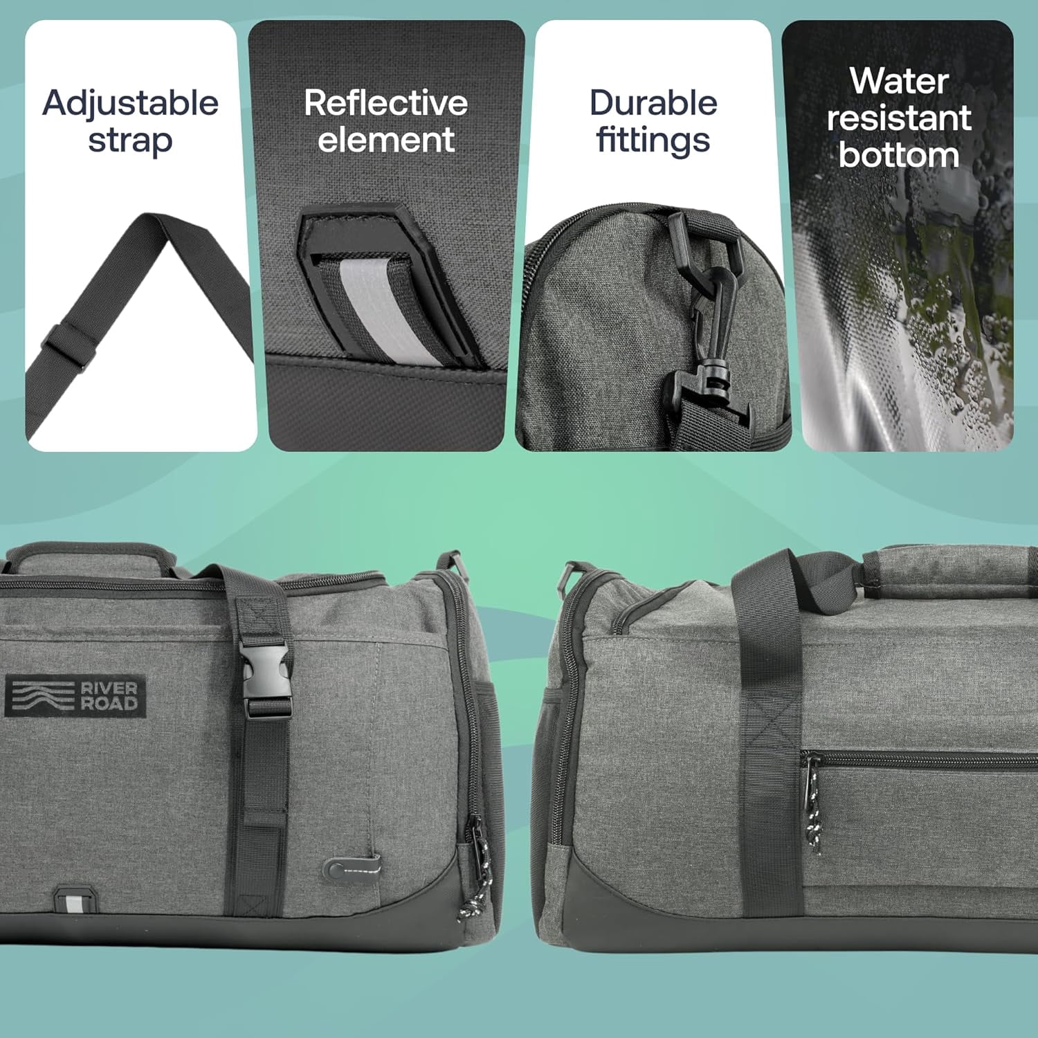 River Road Unisex Movex 33L Sport & Travel Duffle Bag - Scratch, Water-Resistant Fabric - Dark Gray