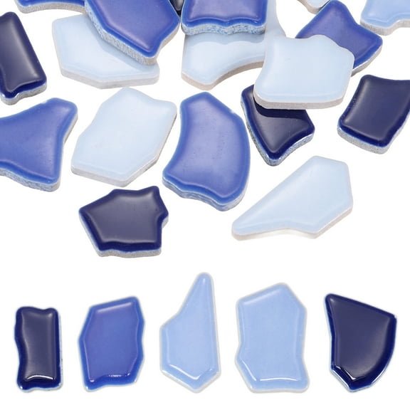 Uxcell 250g/0.55LB Irregular Ceramics Mosaic Tiles, 0.79"-1.57" Mosaic Stained Tile Broken Porcelain Pieces Stones Bulk for DIY Craft Making Vases Home Decoration, Dark Light Blue