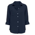 thumbnail image 6 of TGSLY Women's Button-Down Shirts Lightweight Soft Collared Solid Color Cotton Blouses Dressy Casual Roll Tab Long Sleeve Tops with Chest Pocket XXXL, 6 of 6