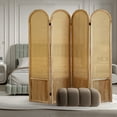 thumbnail image 6 of Aletheiawu 4 Panel Rattan Room Divider, Folding Privacy Screens, No Installation, Light Brown, 6 of 8