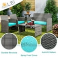 thumbnail image 3 of Walsunny Outdoor Patio Rattan Wicker Furniture Conversation Set 4 Piece with Cushions Tempered Glass Tabletop,Blue, 3 of 7