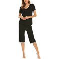 thumbnail image 3 of Ensemble de Pyjama pour Femme en Coton Doux, Vêtement de Nuit, Pyjama, Grande Taille, Noir, Petit, 3 of 7