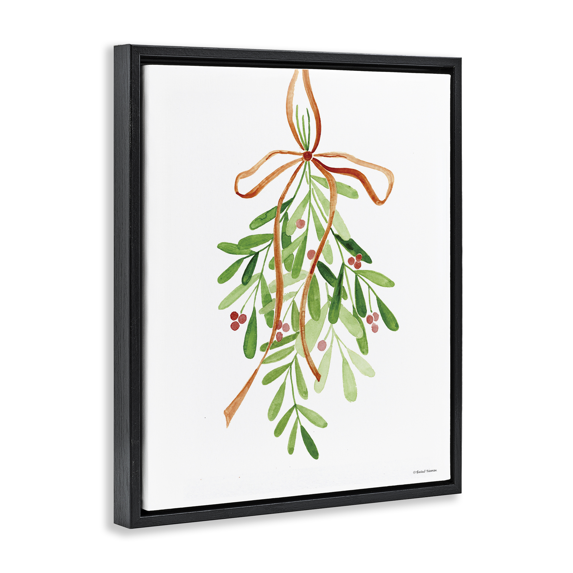 Stupell Industries Hanging Holly Botanicals Holiday Painting Black Floater Framed Canvas Art Prints Wall Art, 25 x 31